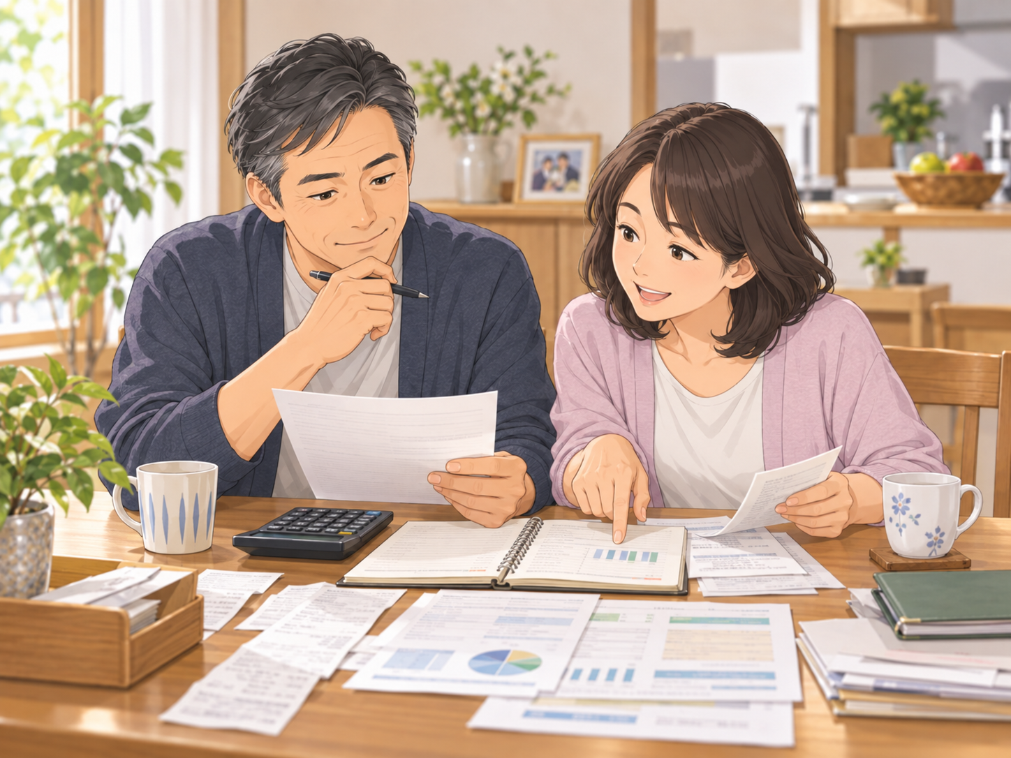 光熱費や保険、通信費などの固定費を見直している夫婦