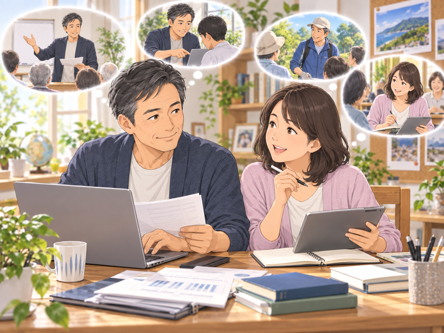 定年後の仕事や学びについて考える50代夫婦