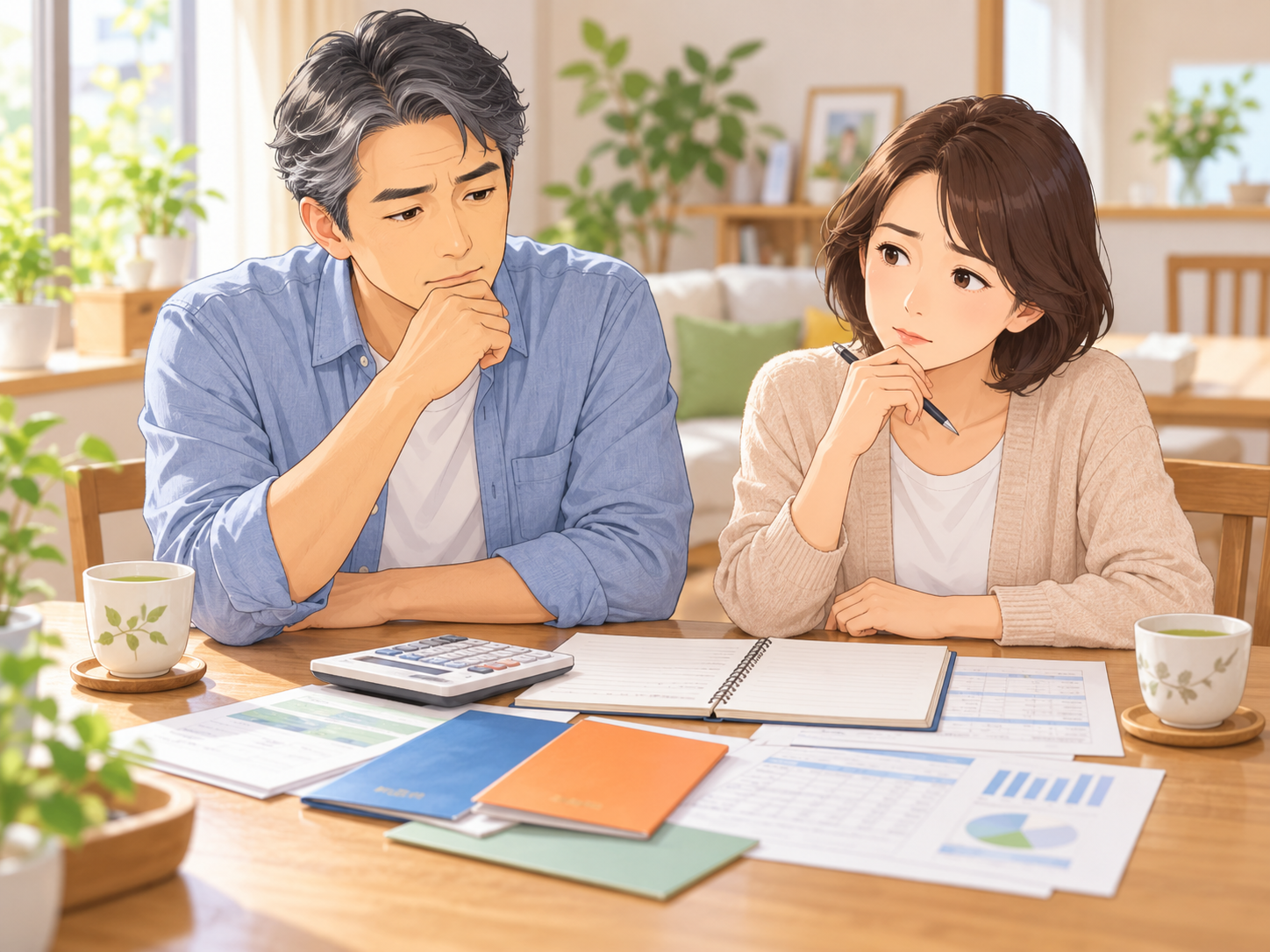 老後資金について話し合う50代夫婦